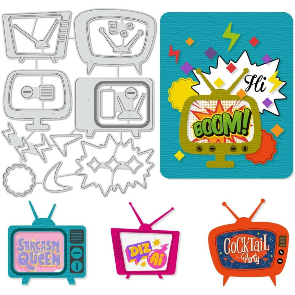 Metal Photo Panel - Cetakan potong TV Retro, stensil bingkai